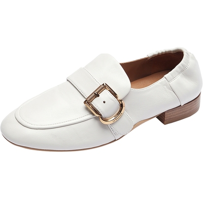 莱尔斯丹复古深口粗跟乐福鞋女