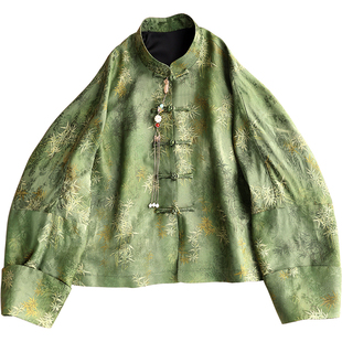 云澍原创交织香云纱新中式改良国风唐装复古盘扣上衣外套女春季新