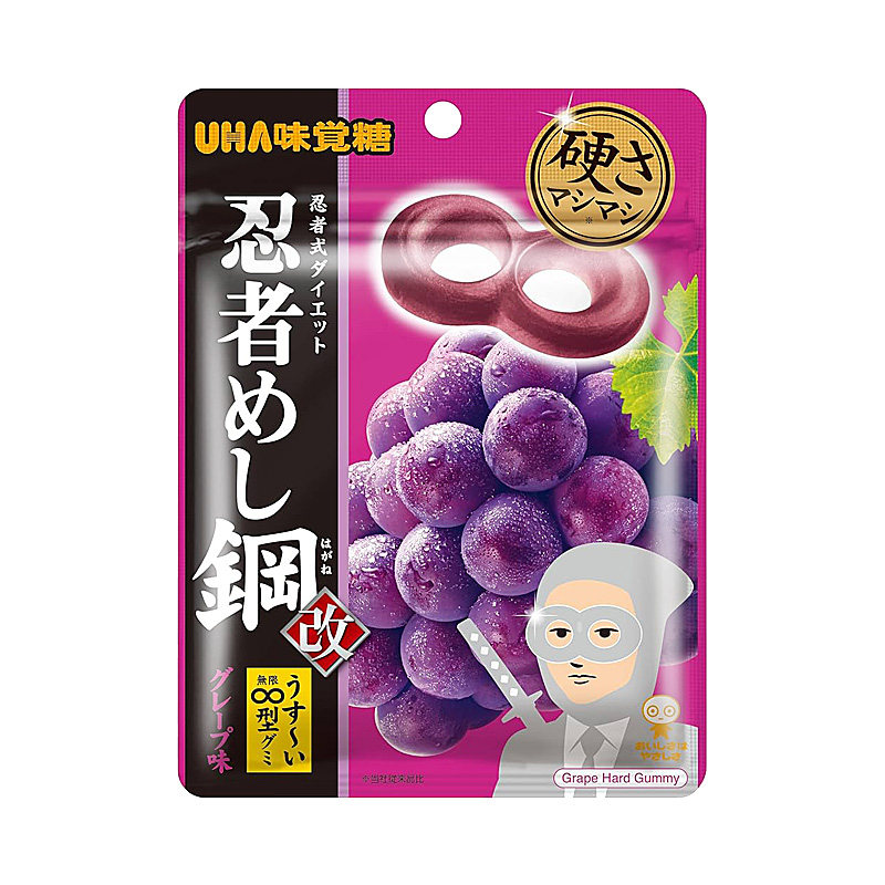 日本进口UHA味觉糖忍者糖悠哈硬质耐嚼汽水味橡皮糖葡萄味果汁糖