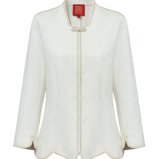 EP雅莹高端系列 桑蚕丝提花白色短西装外套 2025春季新款1116A