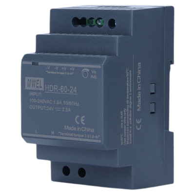 mwel导轨式开关电源HDR-45W工业控制柜专用电源ac220转dc24变压器