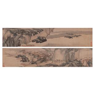 仇英国画桃花源图复古书画山水宣纸微喷仿古国画装裱挂画卷轴装饰