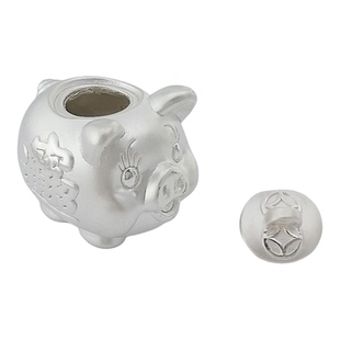 足银999小猪存银罐纯银储银罐存银珠可爱猪猪储蓄罐银饰DIY配件