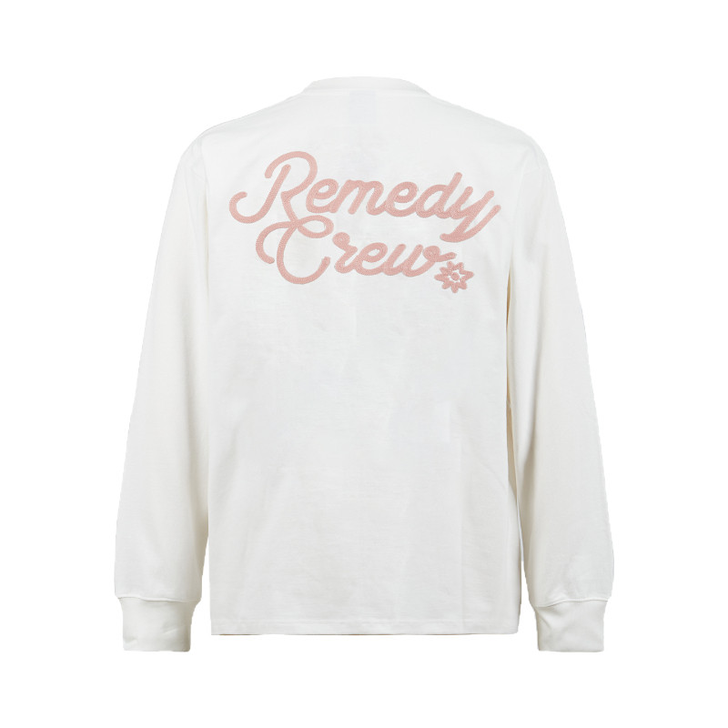 Remedy 国潮秋季字母刺绣宽松圆领体恤美式潮牌情侣长袖T恤男女