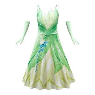 Tiana蒂安娜公主裙cosplay服装儿童连衣裙公主女童长裙万圣节衣服