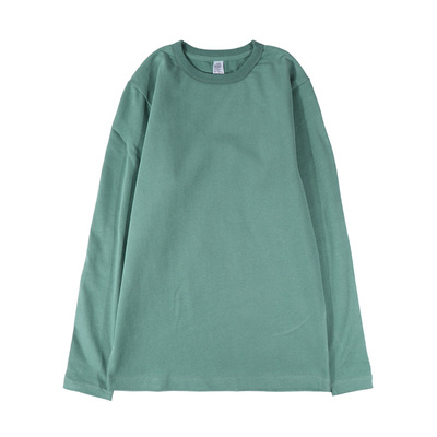 300g磨毛湖蓝色重磅白色长袖t恤