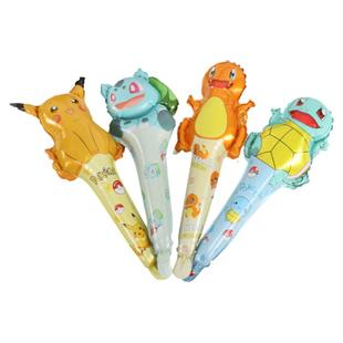 宝可梦皮卡丘卡通长款手持棒气球幼儿园生日派对场景玩具充气棒