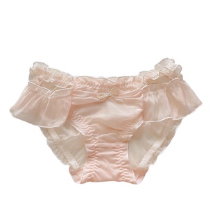 晚云间月~新款柔纱少女蕾丝性感三角裤蝴蝶结中腰短裤女生内裤
