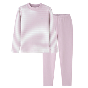 安奈儿童装男童女童秋衣秋裤套装冬新款打底条纹家居服保暖