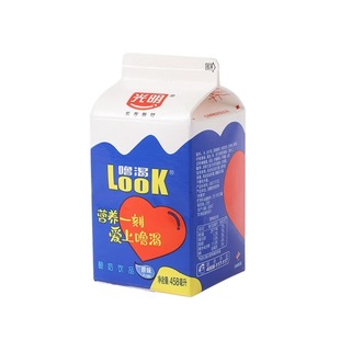 冷链发货 光明酸奶look噜渴原味营养饮品酸牛奶盒装458ml低温酸奶