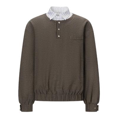 BALIANG「捌樑」 骁'Brave' 假两件条纹领羊毛休闲夹克