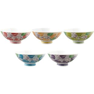 MinoYaki日本美浓烧釉下彩樱花碗家用一人一个小号陶瓷米饭碗套装