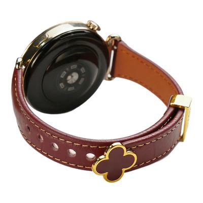 适用华为GT6手表四叶草miu扣新年红色真皮表带watchgt6pro运动GT5智能GT4女生41马年watch5大牌gt3秋冬高级