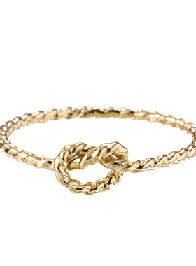 PADEER千素匠品14K包金麻花爱心结戒指女食指 欧美小众高级感尾戒