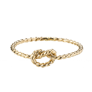 PADEER千素匠品14K包金麻花爱心结戒指女食指 欧美小众高级感尾戒