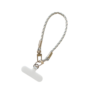 手机挂绳编织皮纹短款手腕绳高级感金银色手绳防丢带夹片挂绳短绳