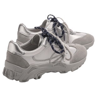 MILLIE'S/妙丽时尚银灰拼色休闲鞋女鞋2026春季新款双绑带袋鼠鞋