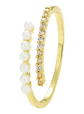 EXHIBITION 简约珍珠戒指女轻奢高级感时尚开口可调节指环食指戒