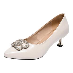 宽胖脚肥大码女鞋41-43大丫丫优选羊皮细跟尖头时装小单鞋25-166