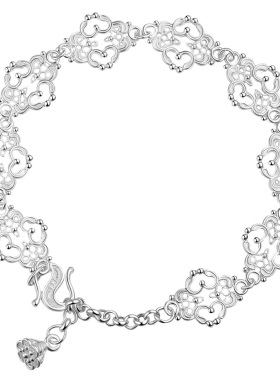 纯银镂空花丝手链女款雕花手串