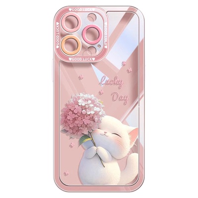【高品质】适用苹果17promax手机壳新款iPhone16pro透明可爱小猫15promax潮牌高级感15pro全包镜头16e带挂绳