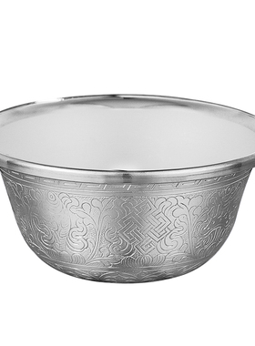 供水碗纯银S990足银八吉祥雕花