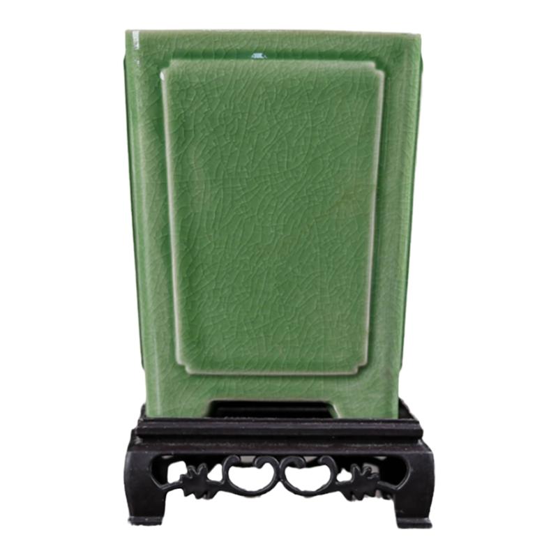 10.5*10.5*14cm陶瓷冰裂四方签筒悬崖高款飘枝兰花竹子专用花盆