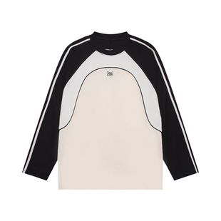 Endweep三色拼接撞色长袖T恤男女秋冬国潮美式宽松休闲情侣上衣