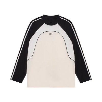 Endweep长袖复古男女撞色拼接T恤