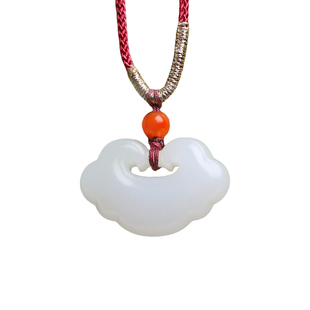 五花八门和田玉祥云如意锁吊坠女天然玉石挂绳礼物送女友新年礼物