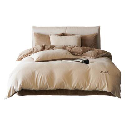 HJ轻奢美式华夫格绒四件套