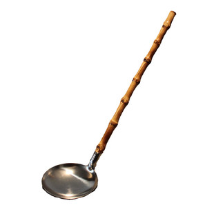 日式拉面勺料理酱汤壳长柄小汤勺304不锈钢火锅勺竹节柄粥勺家用