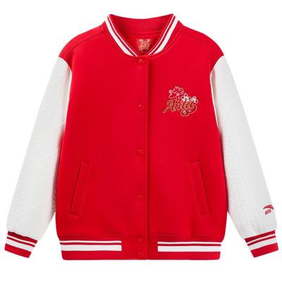 安踏儿童新年红色棒球服外套