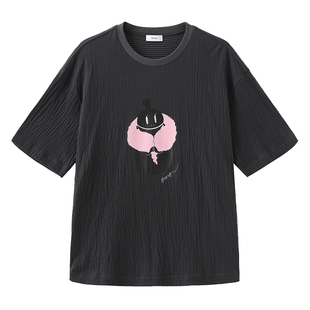 陆虎唐九洲同款8ON8葫芦乐手印花圆领短袖T恤设计感潮牌半袖上衣