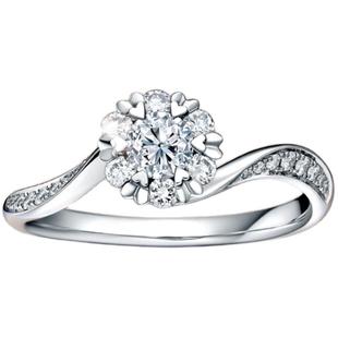 DRBELIEVE拥爱捧花求婚钻戒结婚钻石铂金戒指群镶克拉官方WJ0017