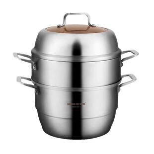 金钥匙蒸锅304不锈钢三层加厚复底电磁炉家用煤气灶用四层大蒸锅