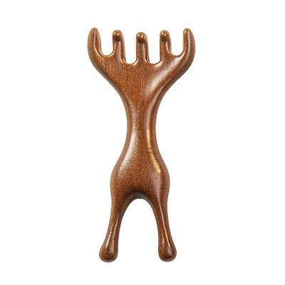 五爪鹿角按摩梳子头部头皮经络头疗养生小青蛙檀木疏通刮鼻梁神器