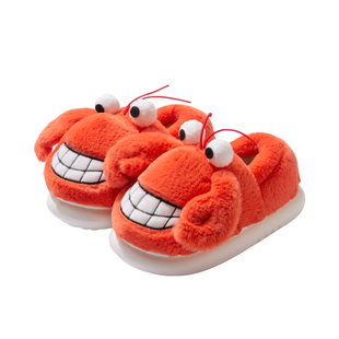 可爱螃蟹棉拖鞋男款包跟2025新款室内居家居防滑保暖冬季情侣棉鞋