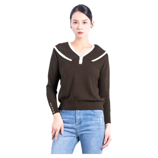 科尚针织衫女2026春装新款设计感娃娃领显瘦上衣长袖套头内搭毛衣