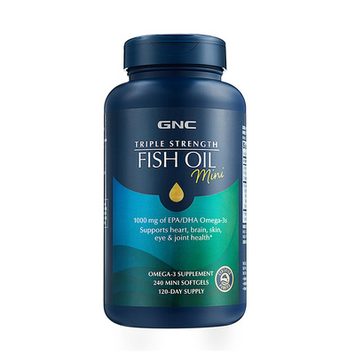 gnc美國omega3深海魚油歐米茄肥魚肝油DHA成人健身軟膠囊240粒2瓶