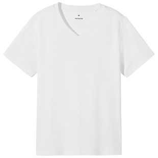 热风女士白色v领显瘦短袖T恤上衣2026年春季新款黑色基本V领短袖T