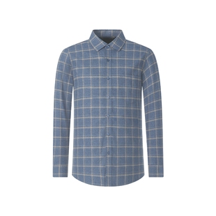 杉杉磨毛格纹衬衫男款商务休闲2025春秋季新款正装男士长袖衬衣男