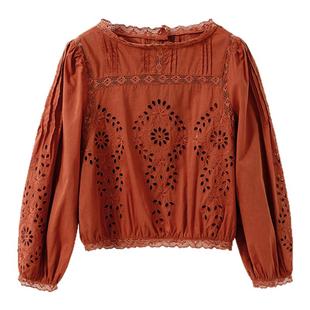 【细节拉满】前后两穿 高难雕孔镂空绣花 法式复古蕾丝花边领衬衫