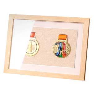 实木立体中空马拉松奖牌展示相框摆收纳盒台keep荣誉奖徽章架定制