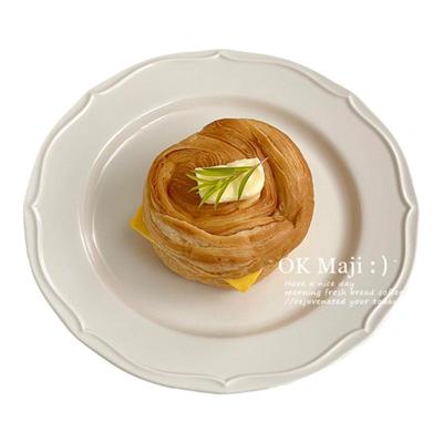 ins风纯白花边陶瓷盘子