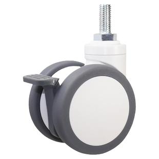 医用静音万向轮3/4寸丝杆平板仪器设备治疗护理病床TPR带刹车轮子