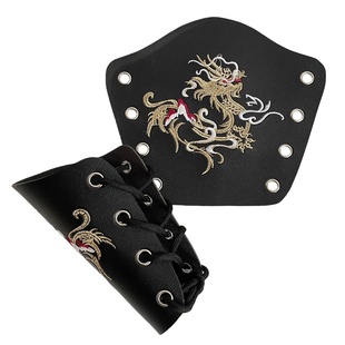 复古风护腕明制汉服刺绣锦衣卫飞鱼服束袖黑色山文甲皮革护臂配饰