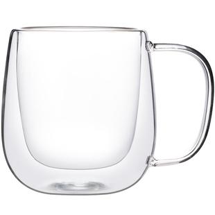 高硼硅玻璃杯水杯双层隔热牛奶咖啡杯豆浆耐高温女高颜值带把手盖