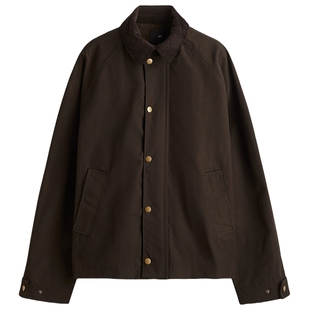 HM男装夹克春季宽松版蜡面棉质哈灵顿式外套1295768