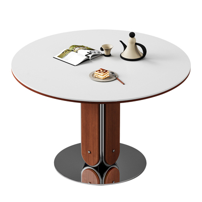 圆形岩板餐桌小户型家用轻奢现代